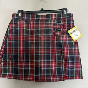Dennis Uniform Macbeth Plaid Skort Skirt Plus H8 Girls Green Red Zip Button NWT